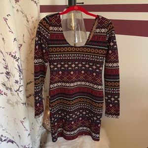 Forever 21 Aztec Print Bodycon Long Sleeve Dress